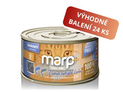 Marp Holistic Plus konzerva pro kočky – Tuňák se sardinkami a borůvkami v želé 24x70g