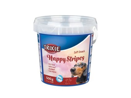 Soft Snack Happy Stripes - hovězí pásky, kyblík 500 g