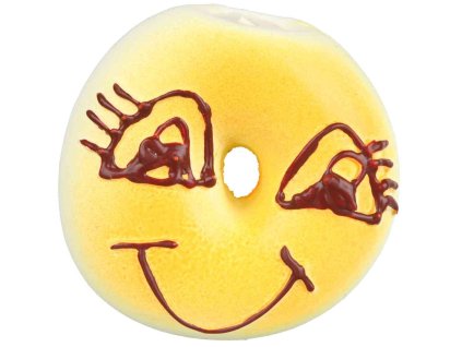 Bagel s obličejem, latexová hračka se zvukem, ø 6 cm