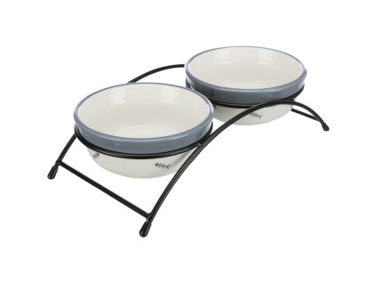 Set keramických misek se stojánkem 2 × 0,3 l / ø 12 cm bílá/modrošedá