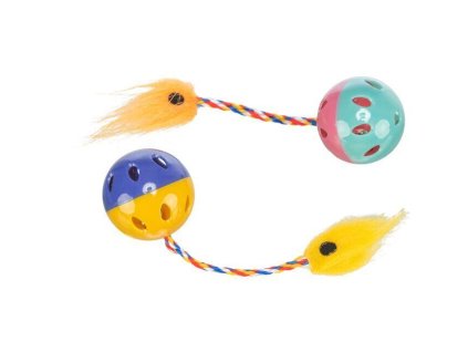 Míček chrastící s ocáskem 4 cm (2 ks)