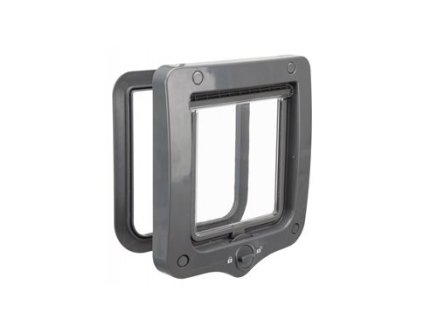 Průchozí dvířka pro kočku, 2-cestná, 20x22cm, šedá