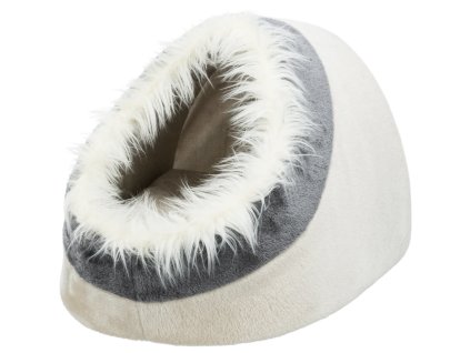 MINOU plyšová jeskyně, 41 x 30 x 50cm, béžová/šedá