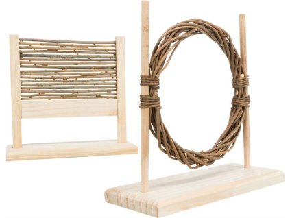 Agility set pro hlodavce - překážka, kruh, dřevo/proutí, 28 × 26 × 12 cm