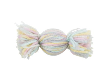 Bonbón z vlny s rolničkou, hračka pro kočky, polyester, 10 cm