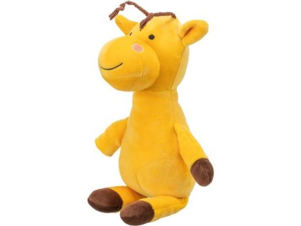 Plyšová žirafa, hračka pro psy se zvukem, 30 cm, žlutá
