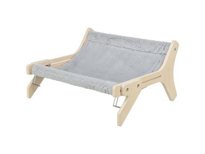 Hammock, lehátko pro kočky do 12 kg, 47 x 24 x 38 cm, dřevo/plyš, šedá