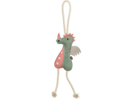Dragon - dráček na laně, 55 cm, hračka pro psy, 100% pravá kůže/lano, zelená