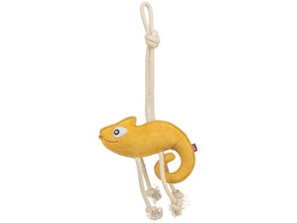 Chamelion - chameleon na laně, 45 cm, hračka pro psy, 100% pravá kůže/lano, žlutá