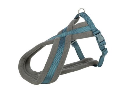 Nylonový postroj PREMIUM podšitý, petrolejová/grafit (Velikost L-XL:hruď:70-110cm/25mm)