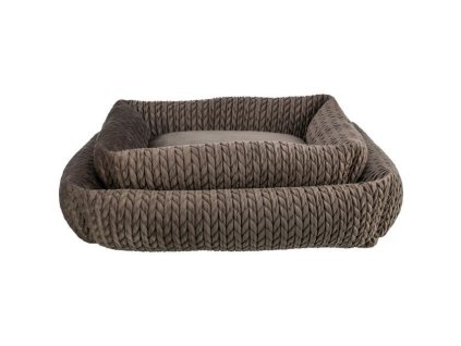 Obdélníkový pelech LIVIA sametový, hnědá (Velikost 80 x 60 cm)