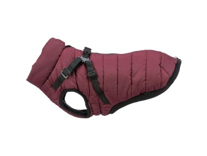 Zimní bunda PIROU s postrojem, sangria (Velikost M: 45cm, hruď: 62-66cm, krk: až 48cm)