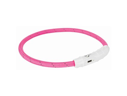 Svítící kroužek USB na krk, růžový (Velikost L-XL: 65 cm/ ø 7 mm)