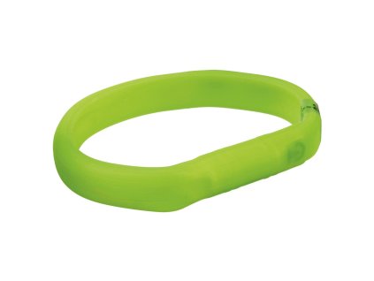 USB svítící obojek PLOCHÝ, zelený (Velikost L-XL: 70 cm/18 mm)