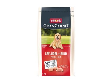 GranCarno Dog DryFood Senior s drůbežím a hovězím masem, 1 kg