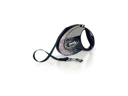 Vodítko FLEXI GLAM Splash Crystal M pás 5m/25kg černá