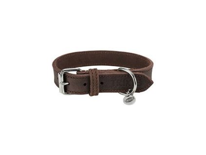 Obojek kožený Rustic M-L 42-48cm/25mm tm.hnědý TR