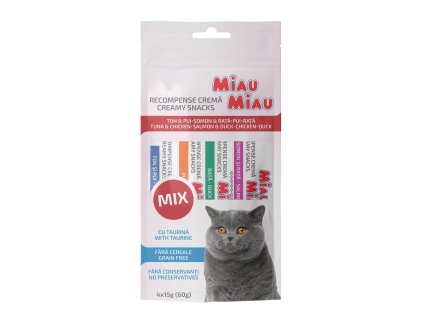 Miau Miau Creamy Snacks Cat mix 15 g (4 pack)