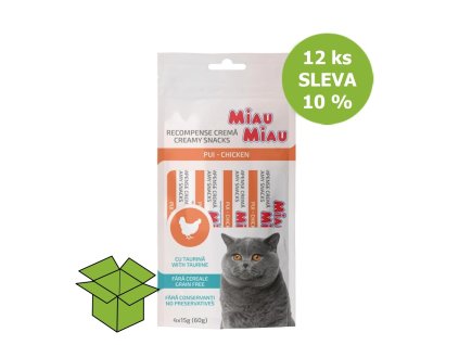 Miau Miau Creamy Snacks Cat kuřecí 4 pack (12 ks) SLEVA 10 %