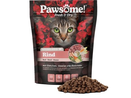 Pawsome! Fresh & Dry Sterilised Rind s hovězím masem 750 g