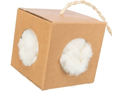 Box s hnízdícím materiálem, 9x9x9 cm/ 6g, karton/kapok