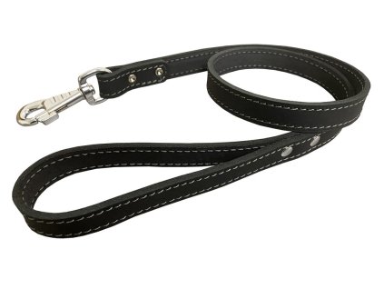 BAFPET Kožené vodítko z mastné kůže, obšité - Černá (Varianta 22mm x 100cm)