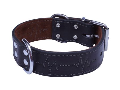BAFPET Kožený obojek EKG - Černá (Varianta 40mm x 55cm /37-47/)