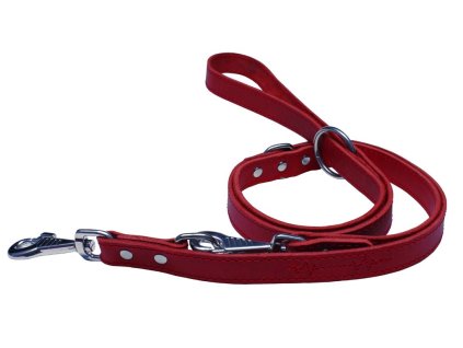 BAFPET Kožené přepínací vodítko EKG - Červená VÝPRODEJ SLEVA 20% (Varianta 25mm x 240cm)