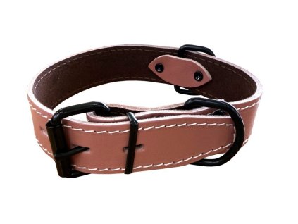 BAFPET Obojek HERRY, obšitý, černé kování - Růžová (Varianta 35mm x 50cm /35-45/)