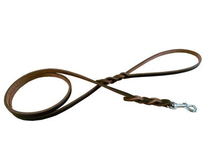 Vodítko mastná kůže VIPET, zapletené - Hnědá (Varianta 8mm x 120cm)