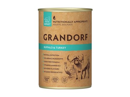Grandorf konzerva pro psy Adult Bizon a krocan 400g