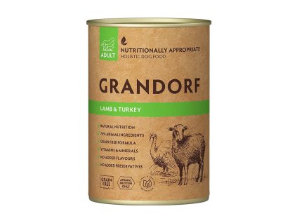 Grandorf konzerva pro psy Adult Jehně a krocan 400g
