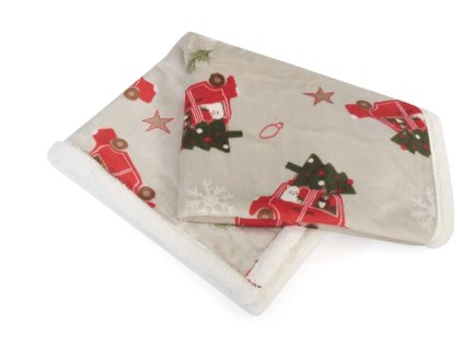 CAMON DEKA VÁNOČNÍ AUTO (Barva BÉŽOVÁ, Velikost 75 x120 cm)