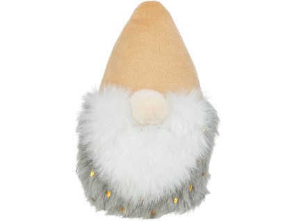 Vánoční skřítek s catnipem, 10 cm, plyš, béžová/šedá/bílá