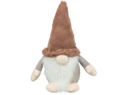 Vánoční skřítek, se zvukem, 30 cm, plyš, béžová/hnědá