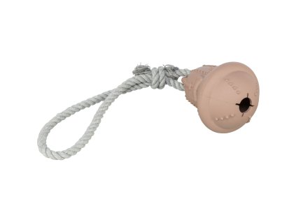 Vánoční zvonek na pamlsky, na laně, ø 12/36 cm, tvrdá guma/bavlna, starorůžová