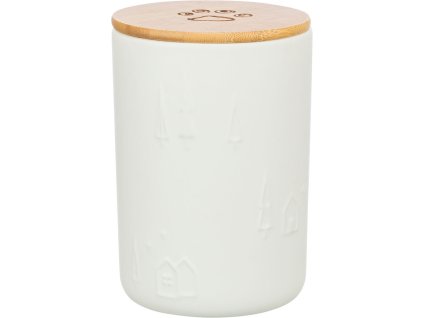 Vánoční zásobník na pamlsky, ø 13 × 19 cm, keramika/dřevo, bílá