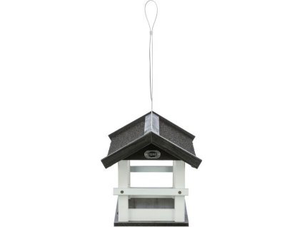 NATURA venkovní krmítko závěsné, salaš, 36 × 25 × 25 cm, glazovaná borovice, černá/bílá