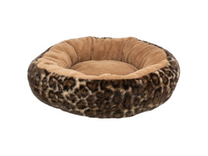 SOFT Edition kulaté lůžko LEO s okrajem, ⌀ 50 cm, hnědá/leopardí