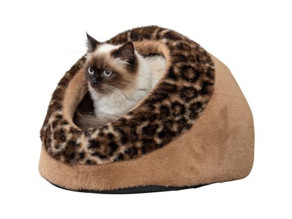 SOFT Edition plyšová kukaň LEO, 35 x 26 x 41 cm, hnědá/leopardí