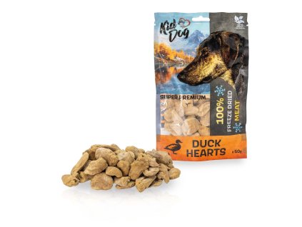KIDDOG SUPER PREMIUM 100% kachní srdíčka sušená mrazem 50 g
