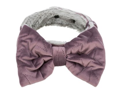 Vánoční obojek s mašlí, S-M, samet/plyš, lila/zelená