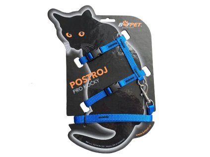 BAFPET Set postroj + vodítko pro kočky - Modrá (Varianta /OK 19-26cm, OH 24-37cm/)
