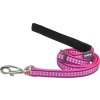 Red Dingo vodítko reflexní – Bones Hot Pink – 12 mm x 1,8 m