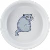 Keramická miska s motivem kočky, 0.25 l/o 13 cm, šedá