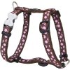 Red Dingo postroj – Pink Spots on Brown – 12 mm x 30-44 cm