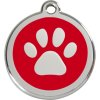 Red Dingo známka – Paw Print Red – Tlapka červená velikost známky S - 20 mm