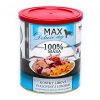 MAX Deluxe Dog kostky libové svaloviny s lososem, konzerva 800 g