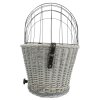 Přepravní proutěný koš na zadní nosič kola - šedý 35x49x55 cm (max. 8kg)