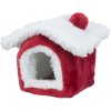 Xmas Cuddly CAVE - plyšový domek pro myš/křečka,15 x 12 x 15 cm, červená/bílá